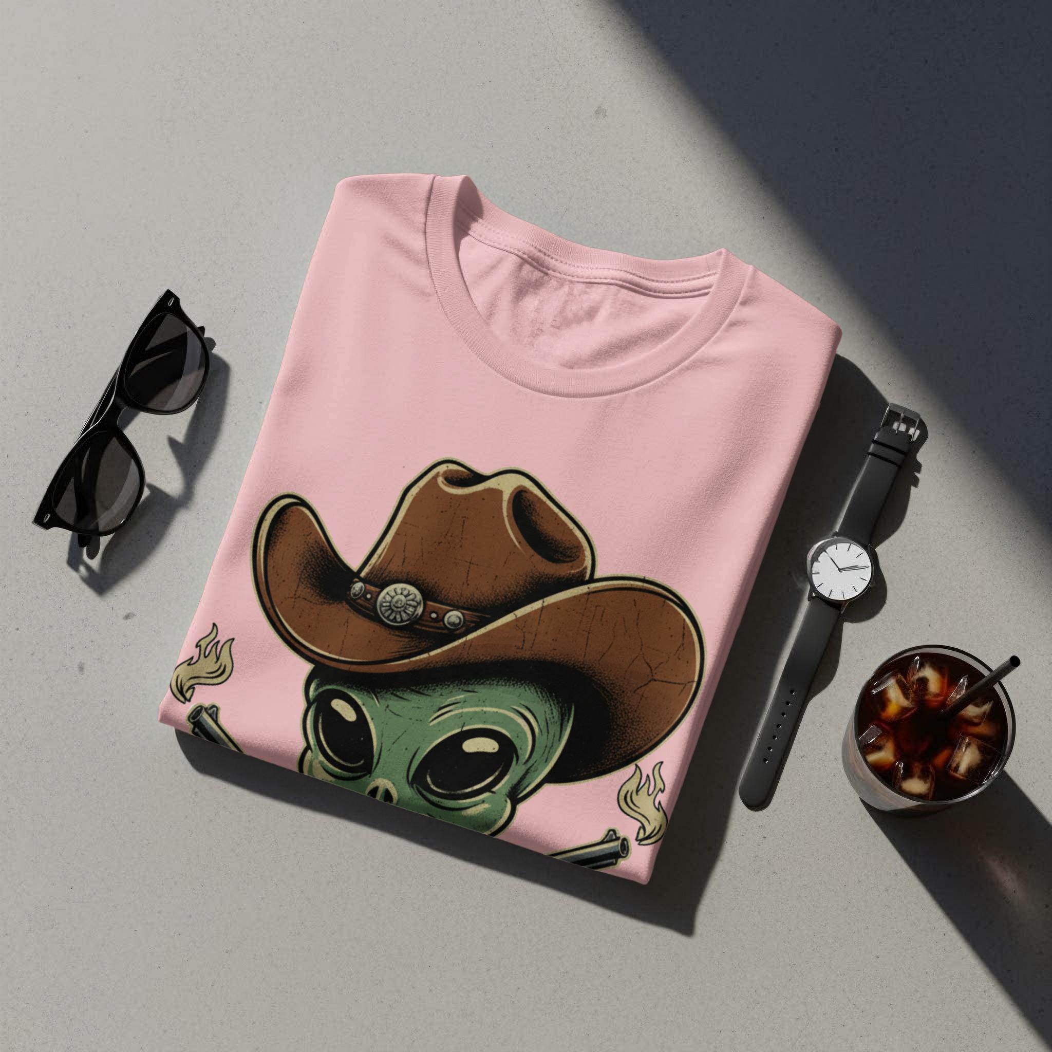 Alien Cowboy T-Shirt, Vintage Alien Graphic Tee, Funny Alien Shirt, Western Sci-Fi Shirt, Cool Alien Cowboy Gift Shirt