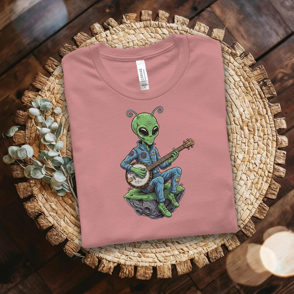 Alien Playing Banjo Shirt, Funny Music Alien T-shirt, Space Musician Tee, Unique Alien Art Top, Cool Gift for Music Lovers