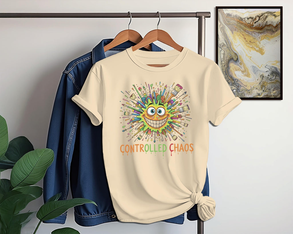 Controlled Chaos Graphic Tee, Fun and Unique T-Shirt, Colorful Art Design Shirt, Quirky Top, Gifts for Art Lovers, Casual Wear