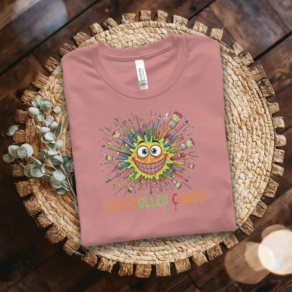 Controlled Chaos Graphic Tee, Fun Colorful T-Shirt, Unique Artwork Shirt, Vibrant Casual Wear, Eye-Catching Tee, Artistic Design