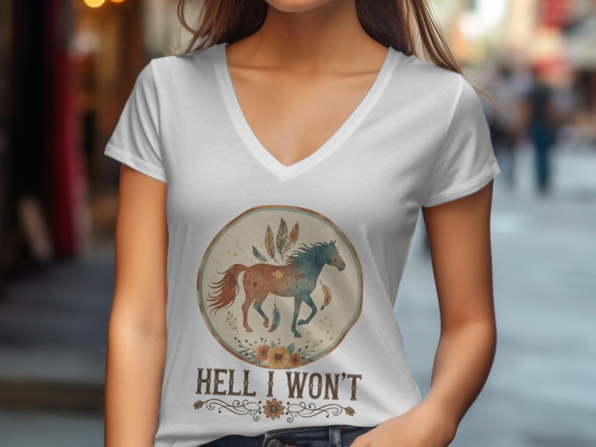 Vintage Horse T-Shirt, Hell I Won't Graphic Tee, Equestrian Gift Shirt, Western Style Casual Top, Women's Horse Lover Shirt