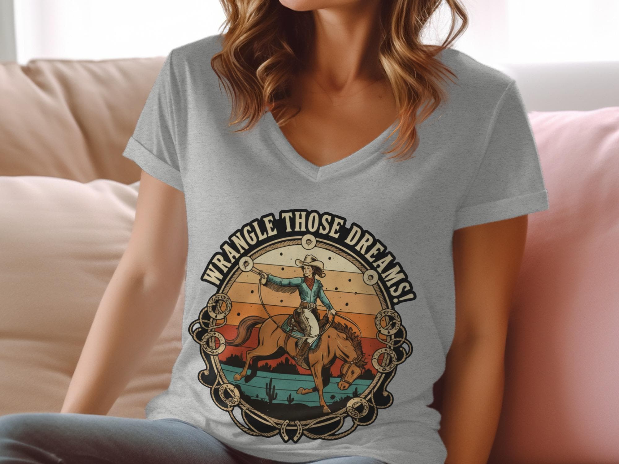 Cowboy Riding Horse Graphic Tee, Western Dreams Shirt, Vintage Rodeo T-Shirt, Country Style Outfit, Rustic Wild West Apparel