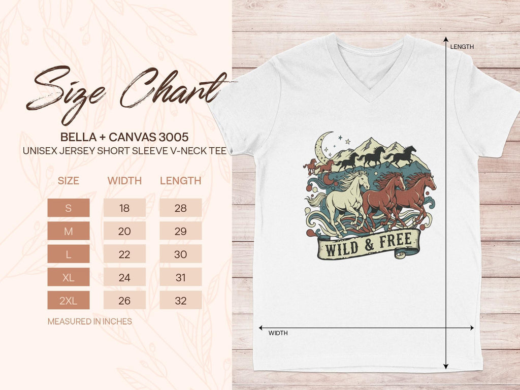 Vintage Wild and Free Horse Shirt, Cute Graphic Tee, Wilderness T-Shirt, Casual V-Neck Shirt, Unisex Short Sleeve Top