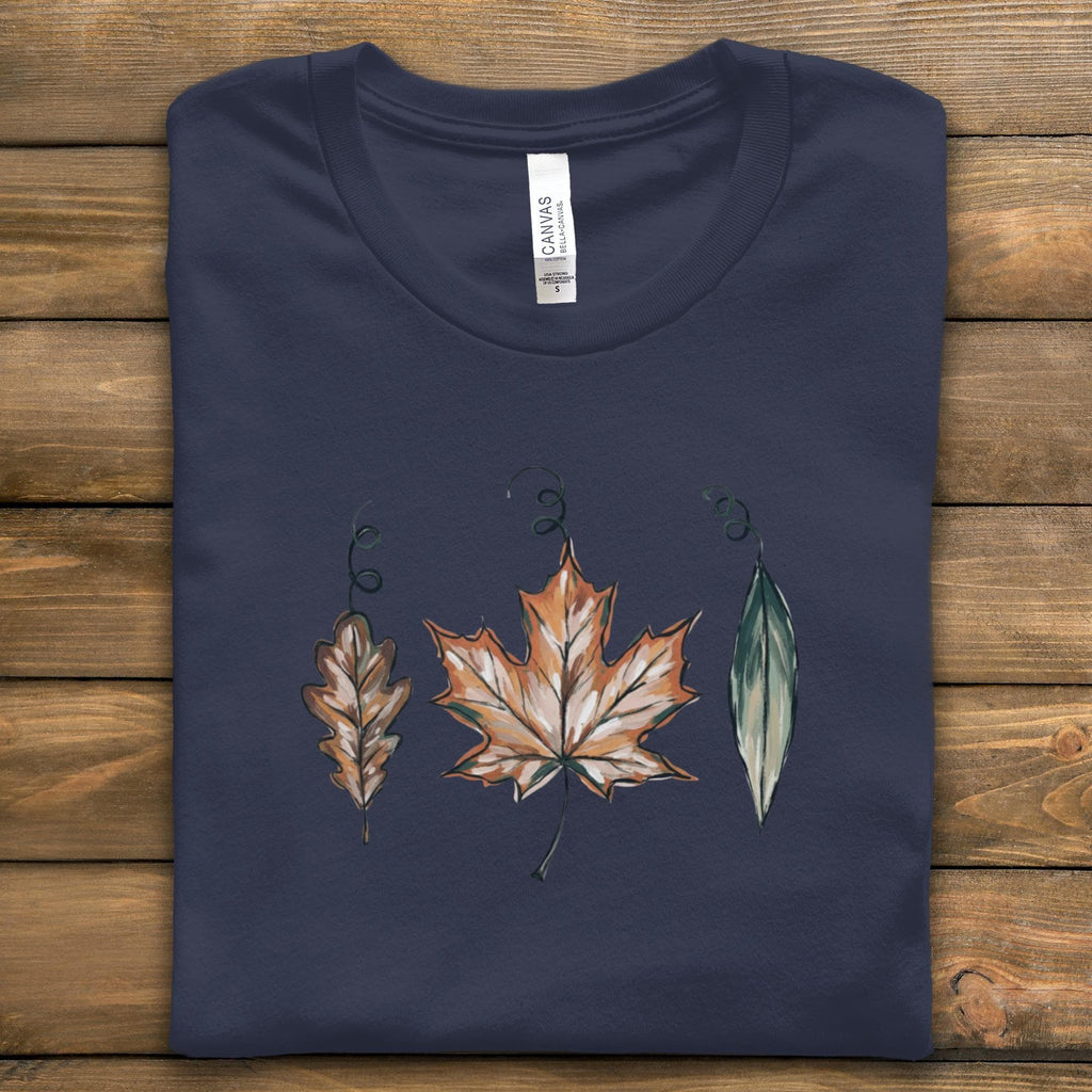 Fall Leaves Graphic Tee, Autumn Leaf T-Shirt, Seasonal Shirt, Nature Inspired Clothing, Botanical Print Tee, Casual Fall Fashion