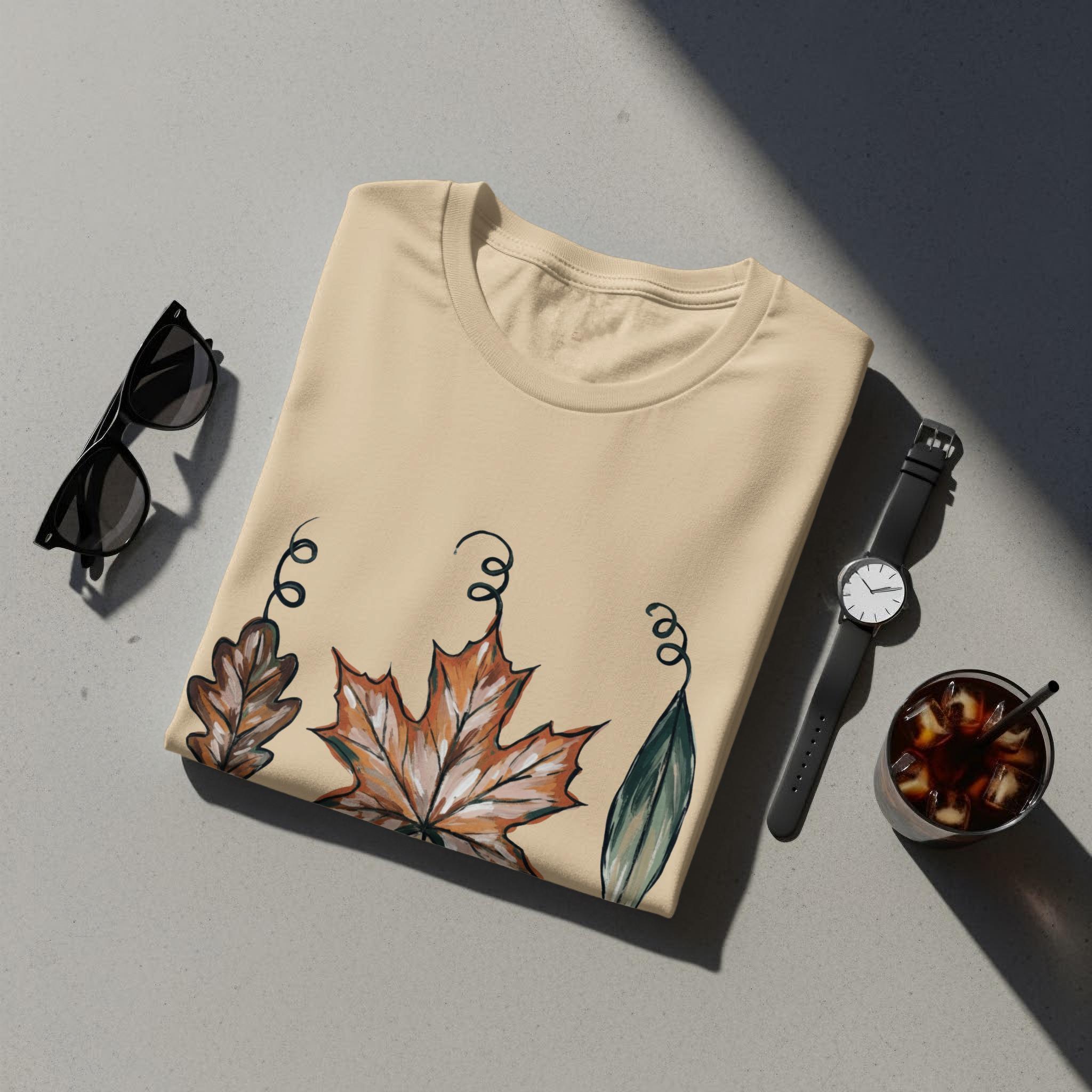 Autumn Leaves Graphic Tee, Unisex Fall Shirt, Seasonal Leaf Print T-Shirt, Cozy Autumn Apparel, Casual Fall Clothing, Gift for Her or Him