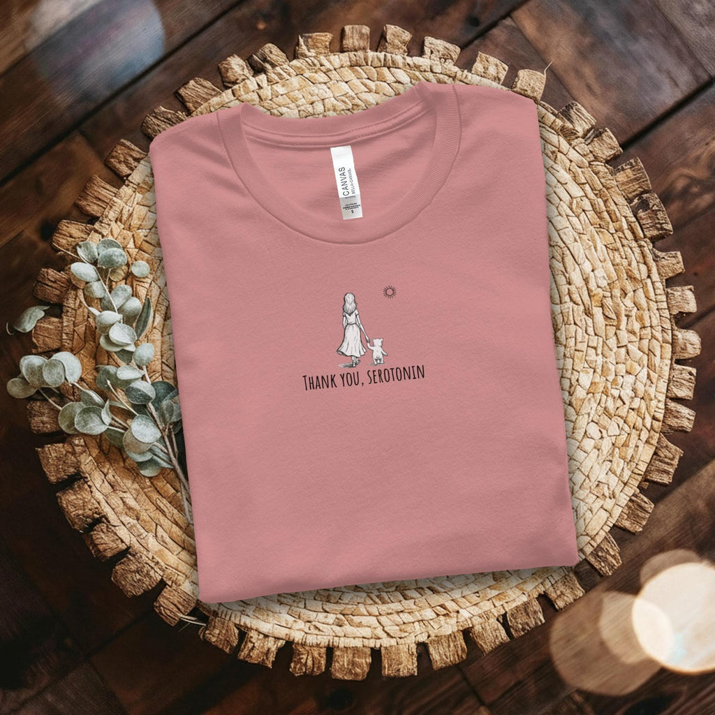 Cute Thank You Serotonin Shirt, Funny Mental Health Tee, Cute Graphic Tee for Women, Positive Message Shirt, Pink Casual T-Shirt