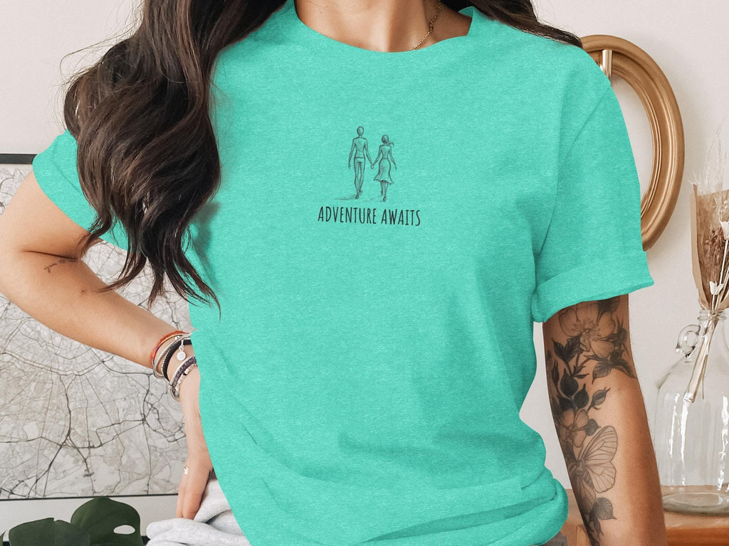Adventure Awaits Tee, Graphic T-Shirt, Unisex Casual Shirt, Outdoor Adventure Shirt, Wanderlust Top, Travel Enthusiast Gift