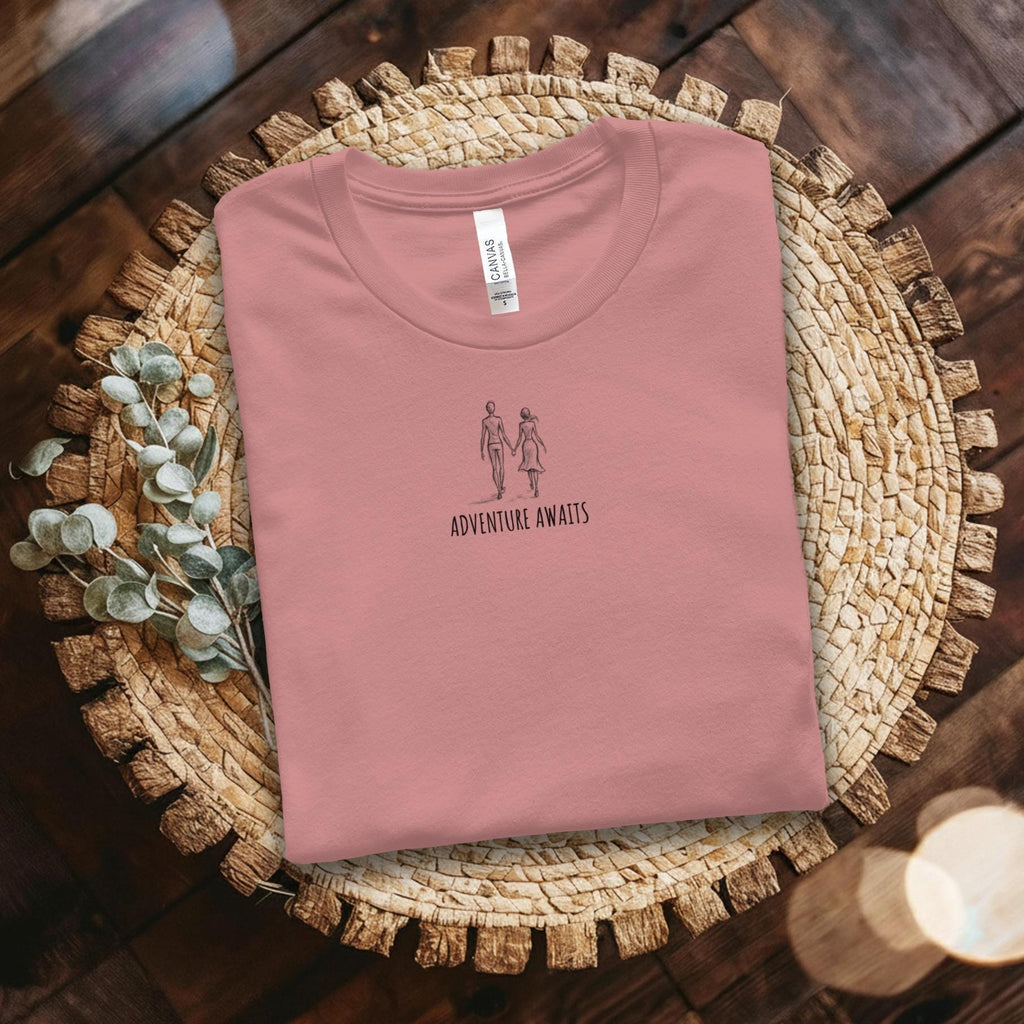 Adventurous Couple Graphic Tee, Adventure Awaits T-Shirt, Couples Matching Shirt, Travel Inspired Clothing, Wanderlust Tee