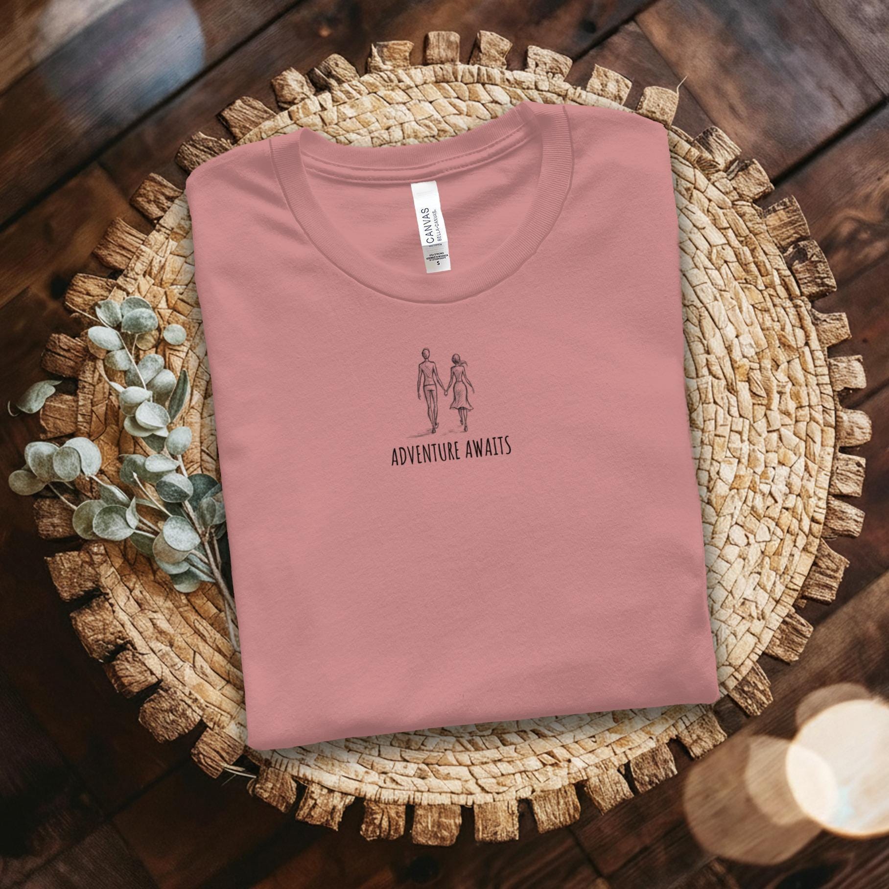Adventurous Couple Graphic Tee, Adventure Awaits T-Shirt, Couples Matching Shirt, Travel Inspired Clothing, Wanderlust Tee