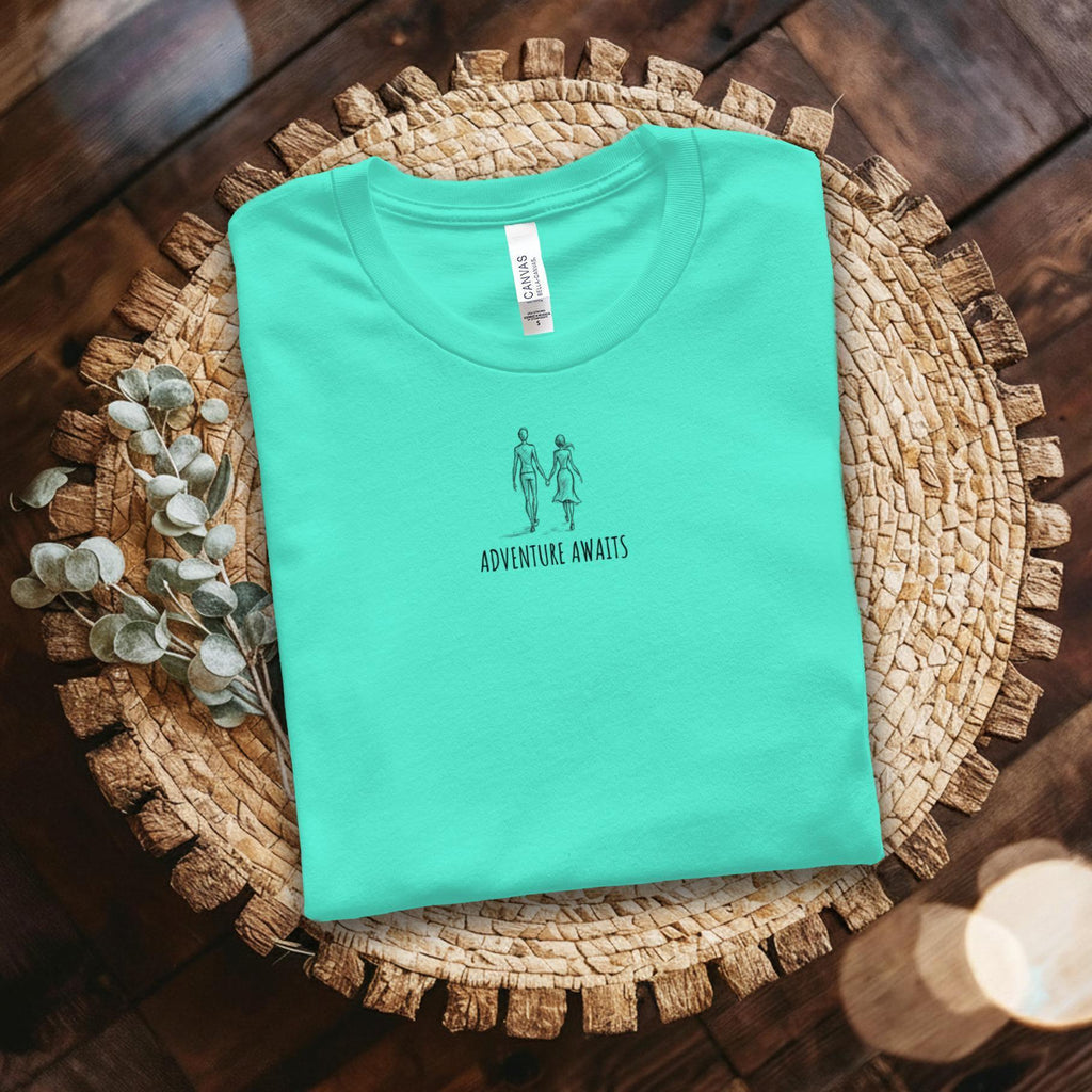 Adventure Awaits Graphic T-Shirt, Unisex Casual Wear, Minimalist Tee, Classic Fit, Motivational Shirt, Comfortable Everyday Top