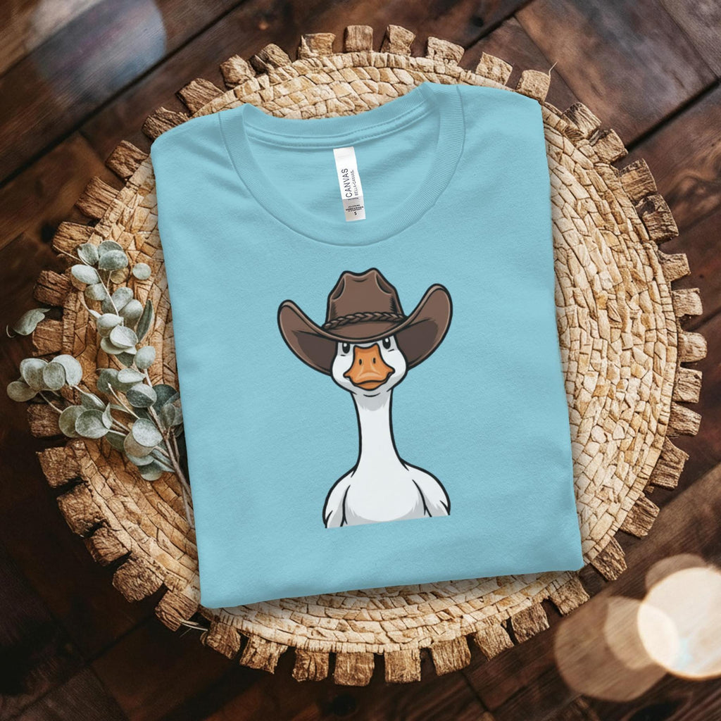 Funny Goose Wearing Cowboy Hat Shirt, Cute Animal Graphic Tee, Farm Animal Lover Gift, Novelty Duck Shirt, Quirky T-Shirt