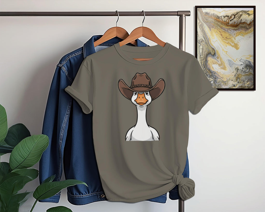 Funny Cowboy Goose T-Shirt, Cute Animal Graphic Tee, Unisex Goose Lover Gift, Farm Animal Humor, Novelty Shirt for Goose Fans