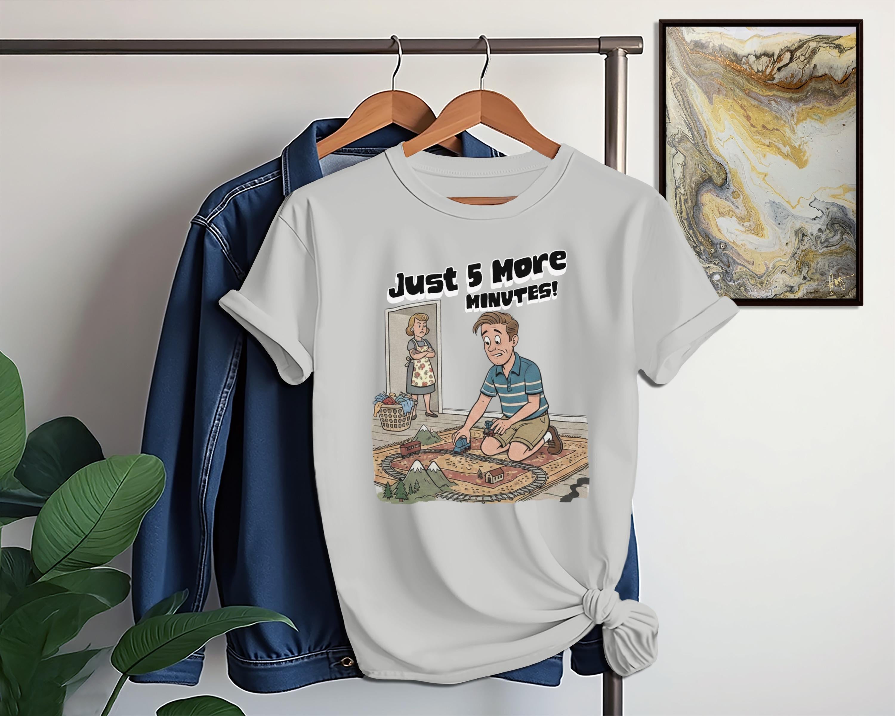Just 5 More Minutes Graphic Tee, Funny Cartoon T-Shirt, Casual Wear, Unique Gift Idea, Unisex Tee, Cool Graphic Design, Trendy Shirt