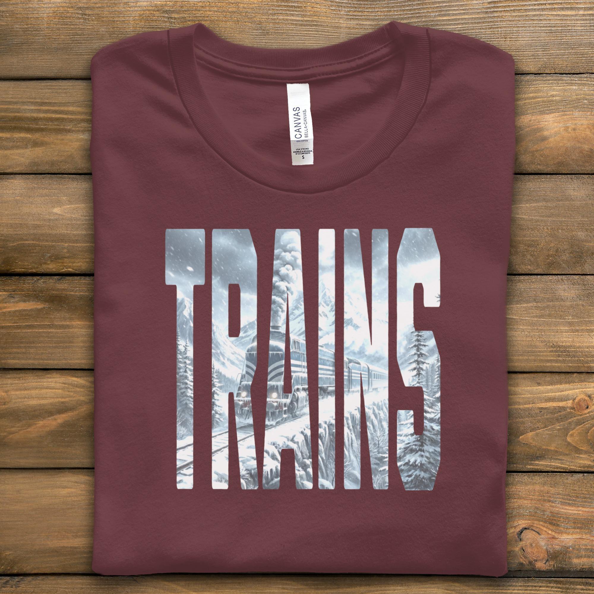 Trains Graphic Tee, Vintage Train Shirt, Railway Enthusiast Apparel, Train Lover Gift, Scenic Train Print, Unisex Train T-Shirt