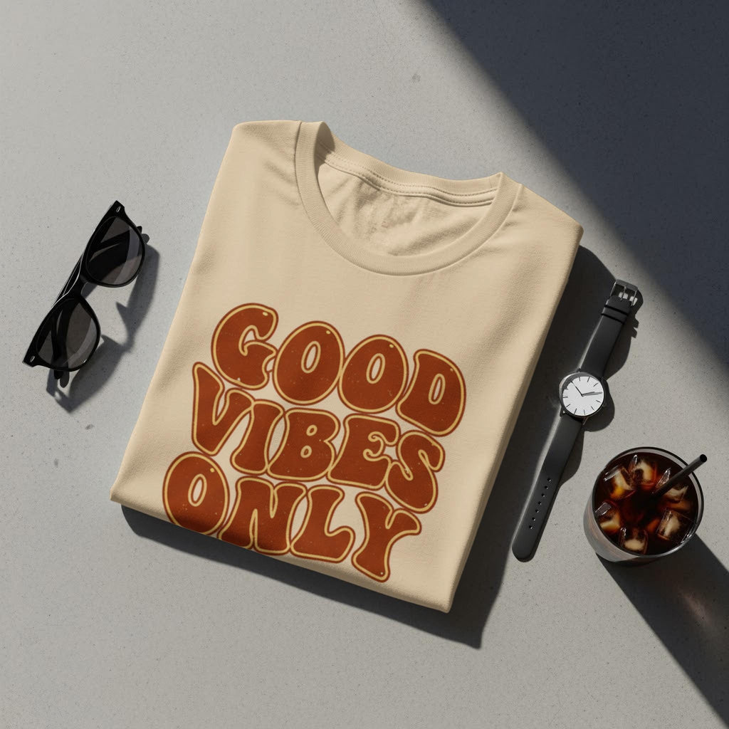 Good vibes only tshirt, positive message shirt, retro style top, motivational tee, casual wear, trendy graphic shirt