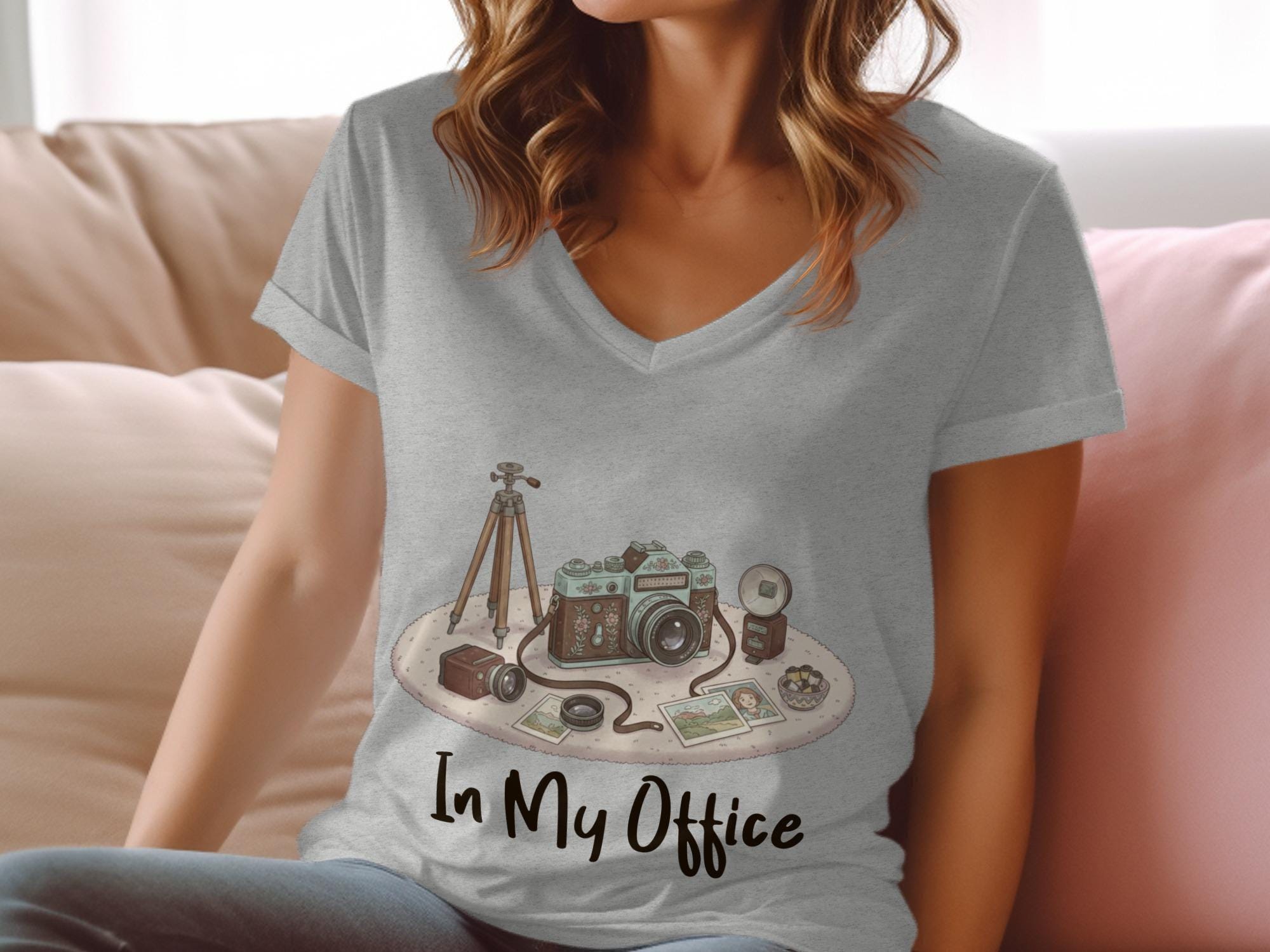 Vintage Camera Print T-Shirt, Graphic Tee for Photography Lovers, Casual Office Wear Shirt, Gift for Photographers, Unisex Top