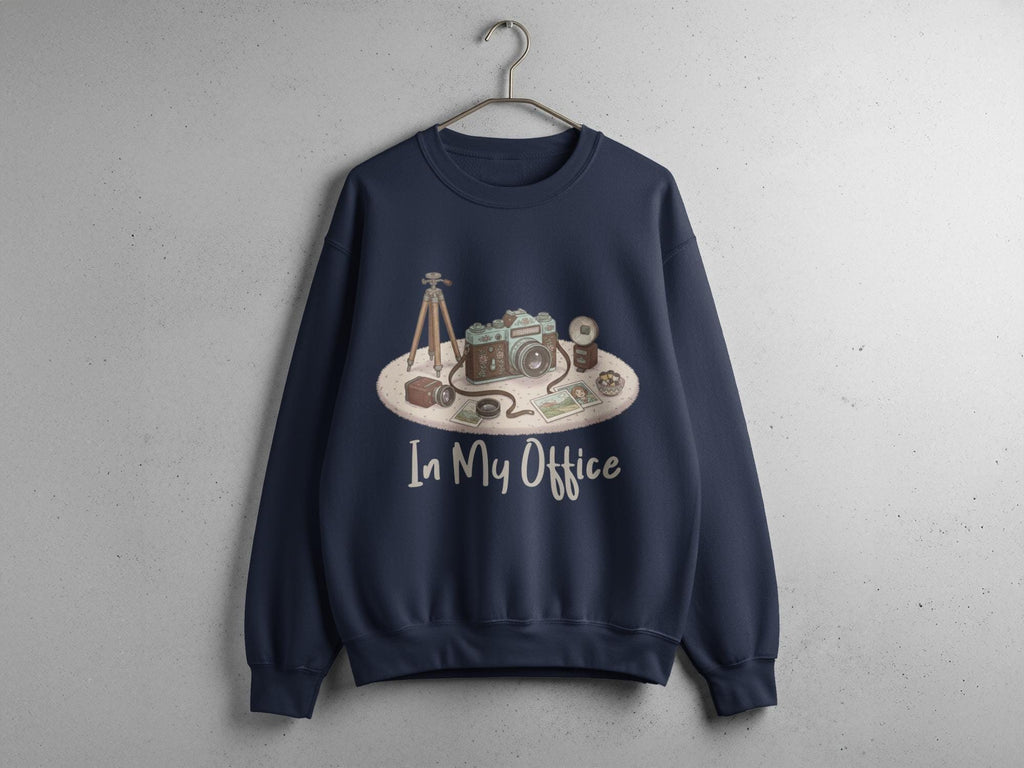 Retro Camera In My Office Sweatshirt, Vintage Photography Hobby Gift, Cozy Photographer Sweater, Unique Camera Lover Apparel