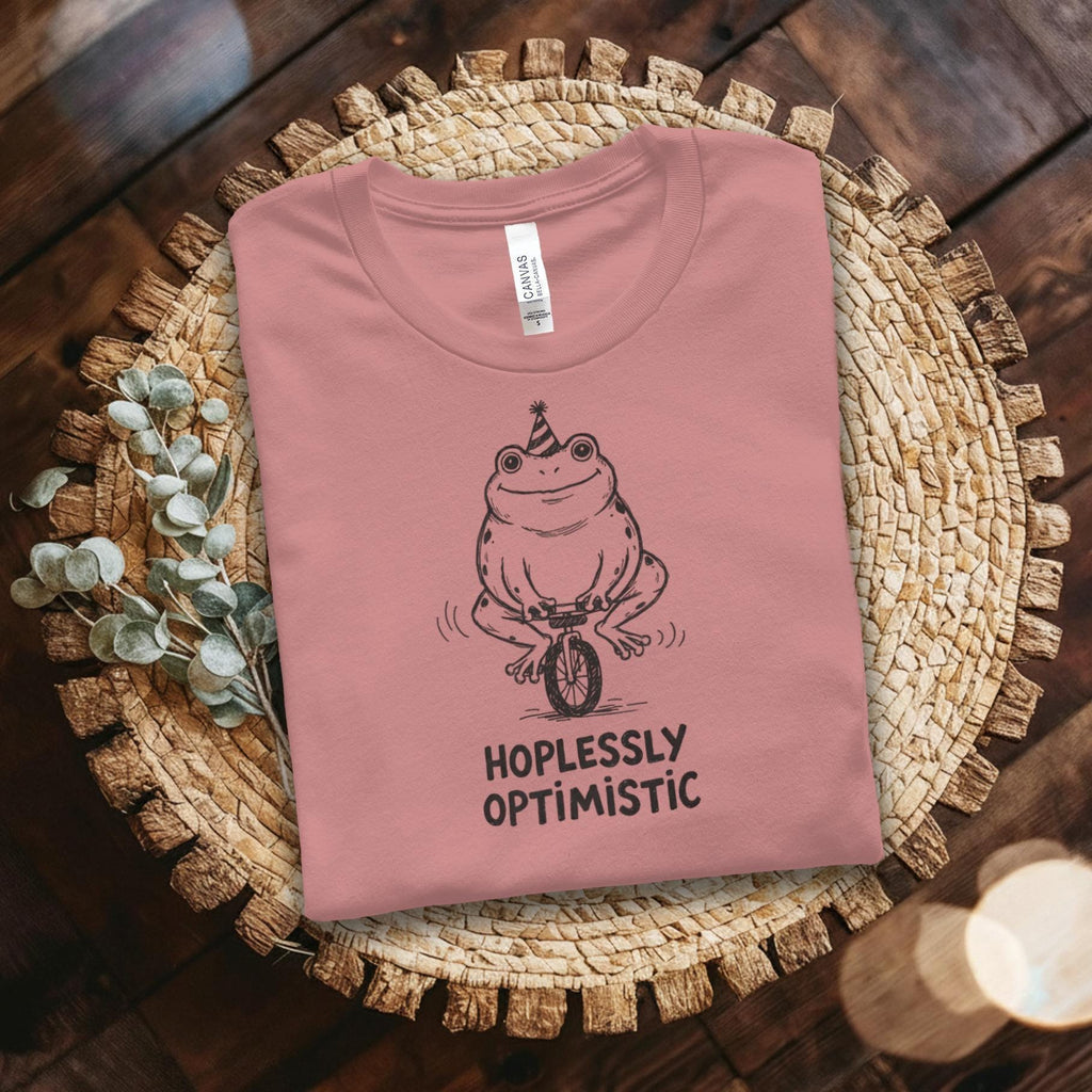 Hopelessly Optimistic Frog T-Shirt, Funny Graphic Tee, Unique Gift Idea, Cute Frog Shirt, Positive Vibes Apparel, Casual Wear