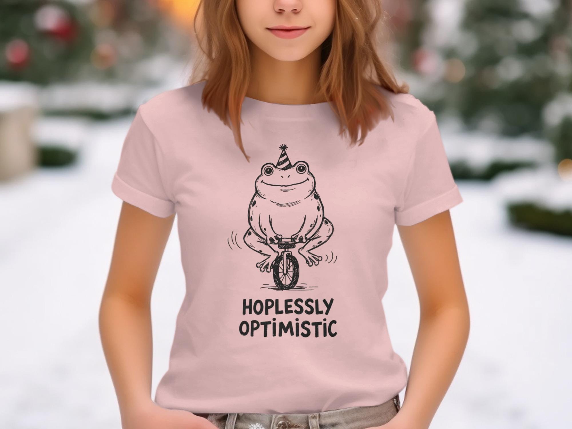 Funny Frog T Shirt, Hopelessly Optimistic Shirt, Novelty Gift Tee, Cute Frog Graphic Tee, Casual Unisex T Shirt, Humor Shirt Gift