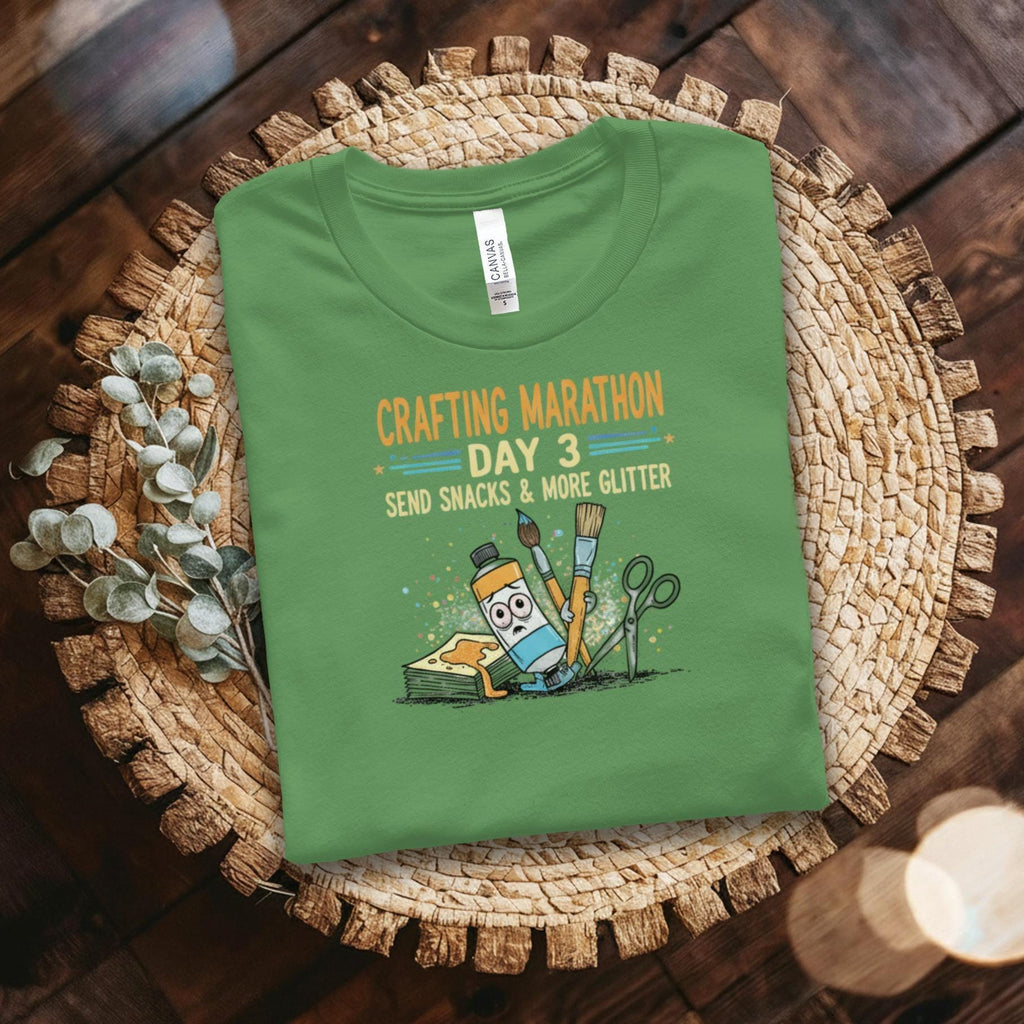 Crafting Marathon Day 3 Shirt, Send Snacks and More Glitter Tee, Funny Crafter Humor T-Shirt, Gift for Craft Lovers