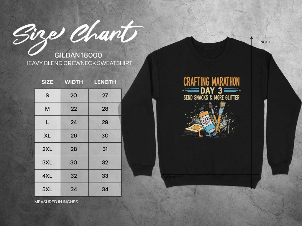 Crafting Marathon Day 3 Sweatshirt, Send Snacks and More Glitter, Funny Crafting Sweatshirt, Unisex Crewneck Gift for Crafters