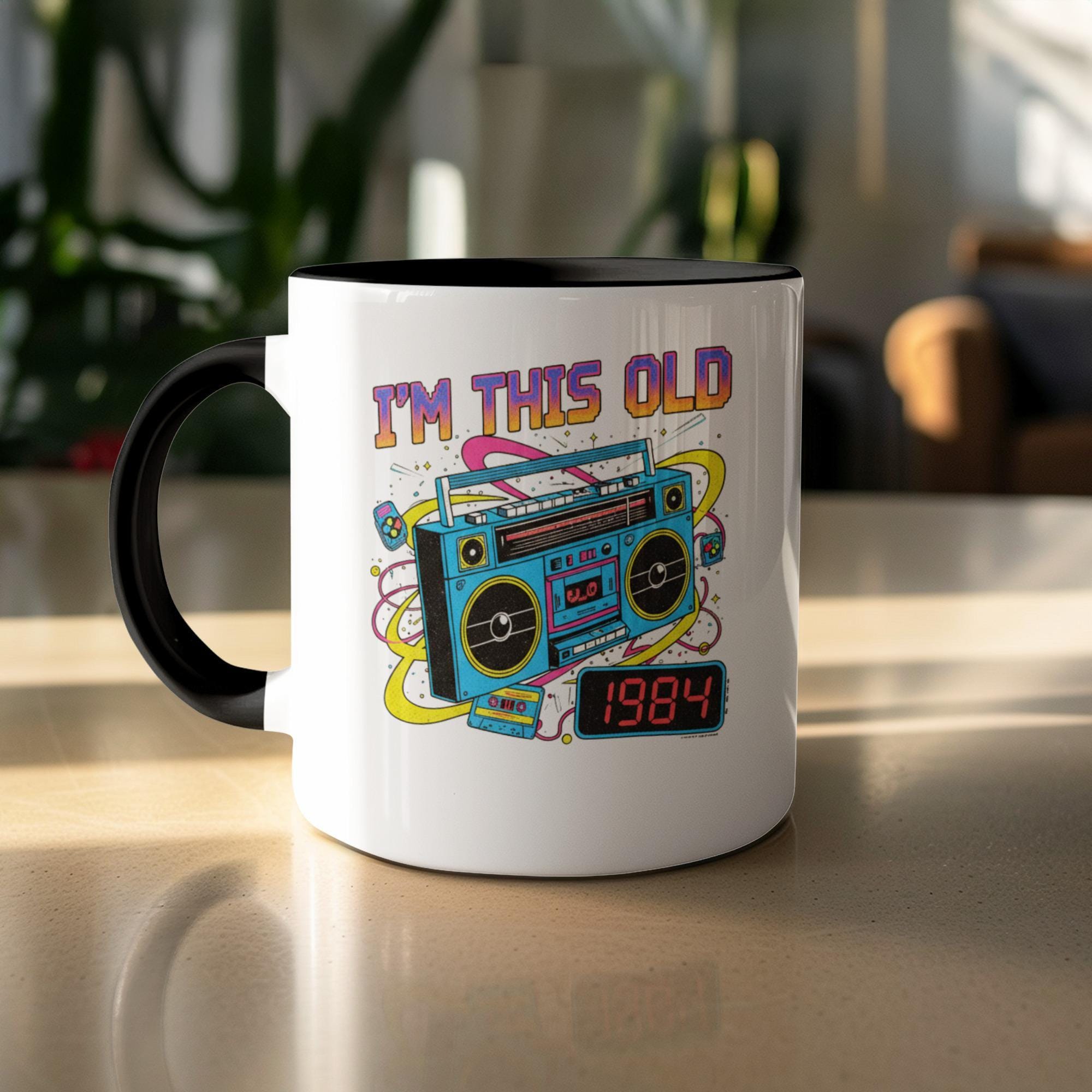 I'm This Old Retro Boombox Mug, 1984 Vintage Music Lover Gift, 80s Nostalgia Cup, Fun Retirement Mug, Birthday Gift for Men and Women