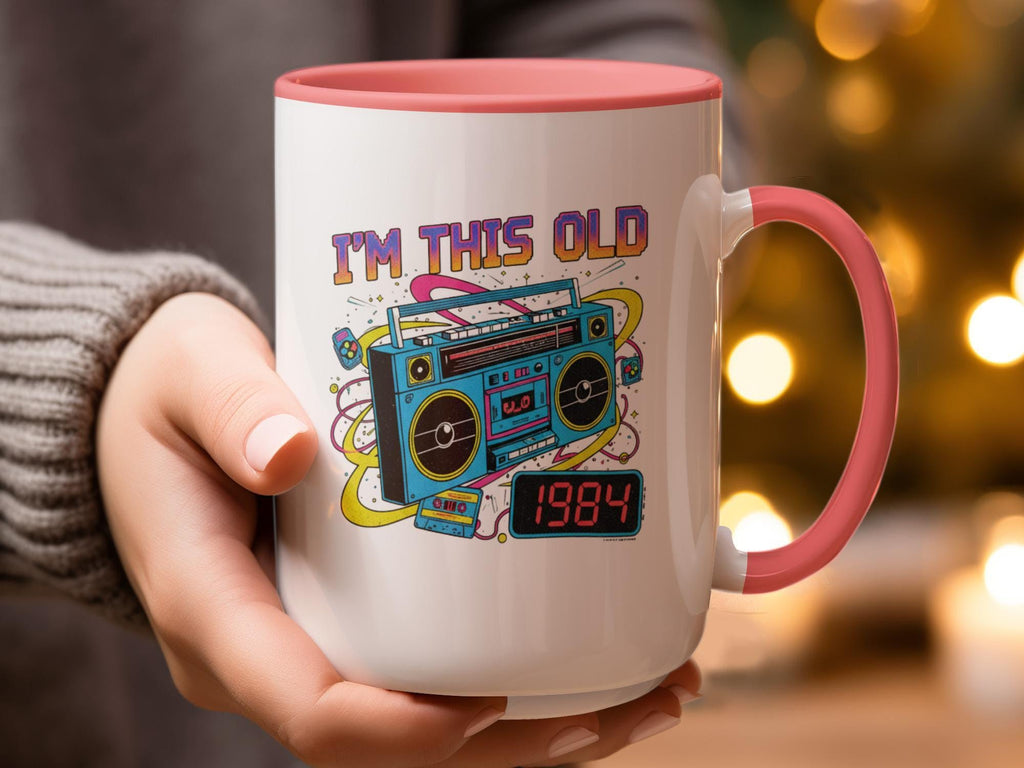 I'm This Old 1984 Mug, Retro Boombox Design, Funny Nostalgic Gift, 80s Music Lover, Vintage Style Coffee Cup