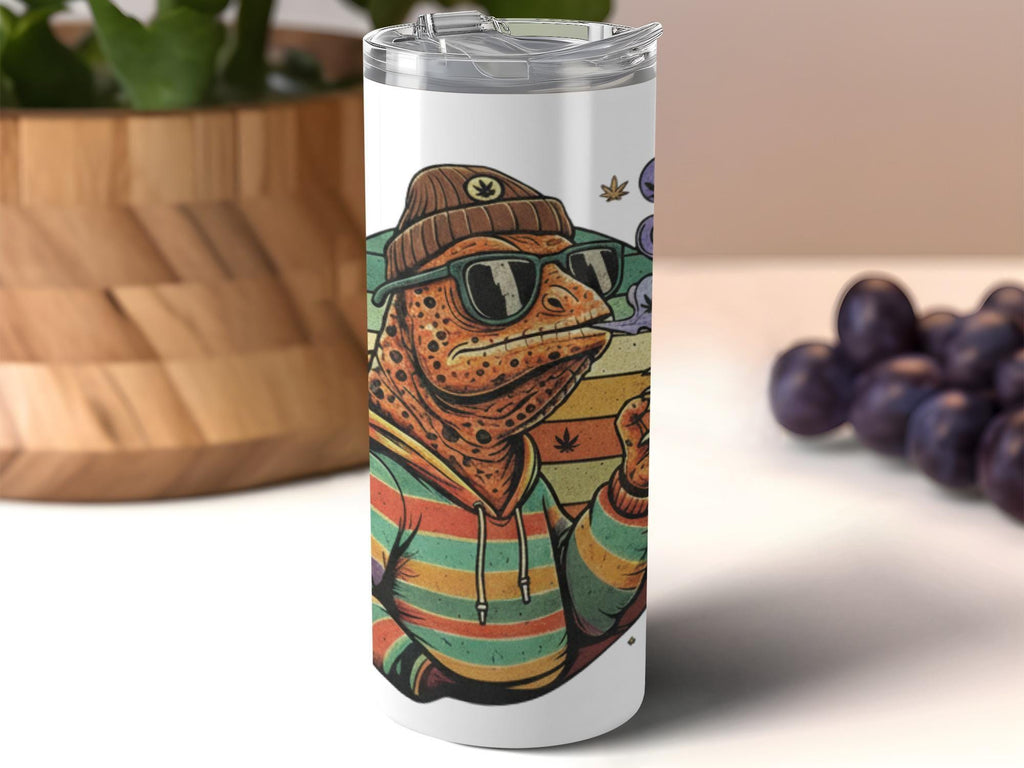 Cool Retro Frog Artwork Tumbler, Stylish Funny Frog Drinking Cup, Unique Frog Design Travel Mug, Hipster Frog Art Cup