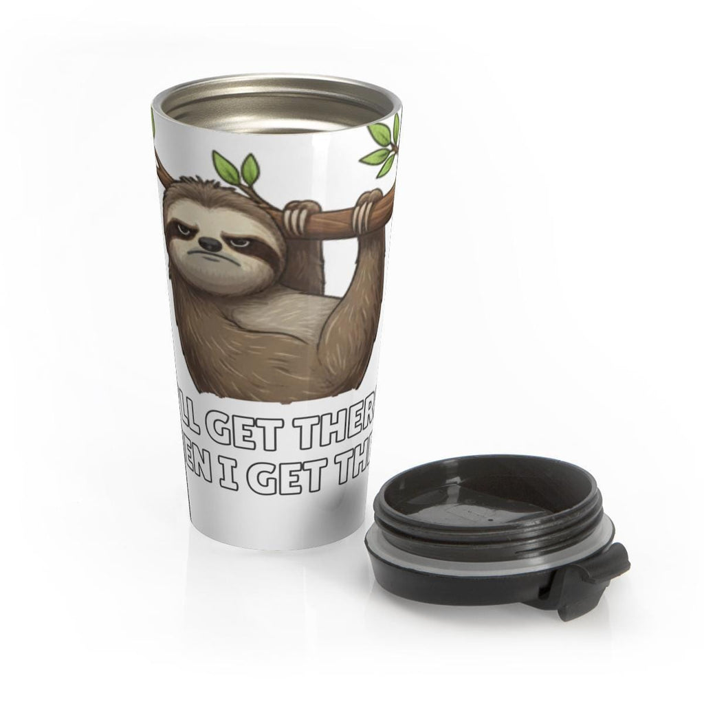 Sloth Travel Mug, Slow and Steady Sloth Tumbler, Fun Sloth Design Cup, Stainless Steel Sloth Thermos, Travel Coffee Mug