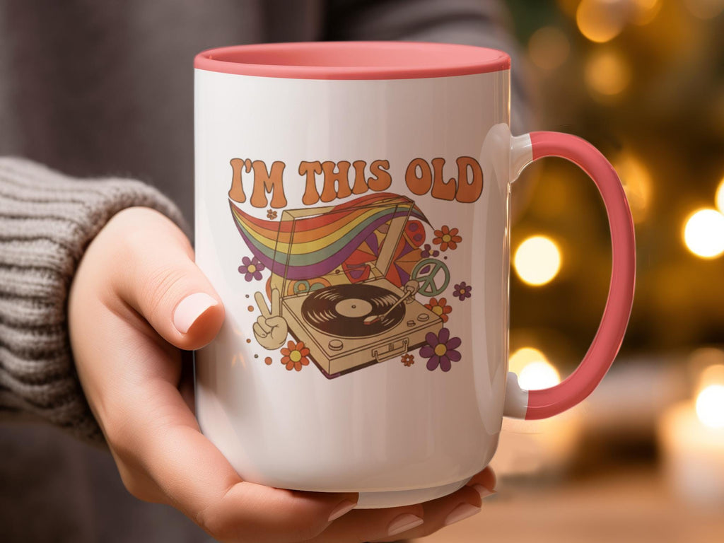 Retro I'm This Old Mug, Vintage Record Player Coffee Cup, Funny Retro Mug, Nostalgic Gift for Music Lovers, Unique Gift Idea