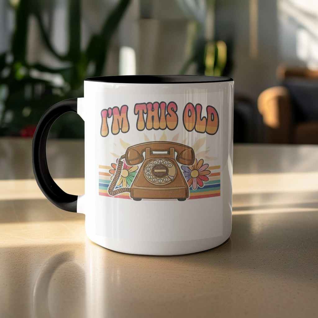 I'm This Old Retro Telephone Mug, Gift for Vintage Lovers, Nostalgic Coffee Mug, 70s Theme, Funny Retro Mug, Unique Coffee Cup