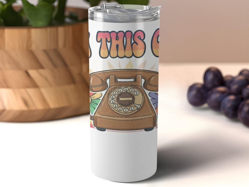 Retro Phone Design Tumbler, Vintage Telephone Art, Unique Beverage Container, Retro Inspired Drinkware, Classic Style Gift Idea