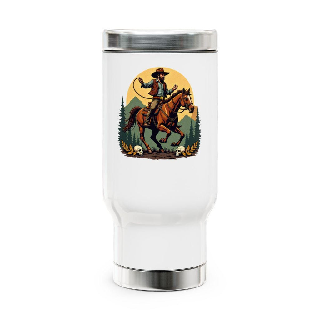 Western Cowboy Riding Horse Tumbler, Adventure Travel Mug, Rustic Cowboy Coffee Cup, Wild West Theme Insulated Drinkware