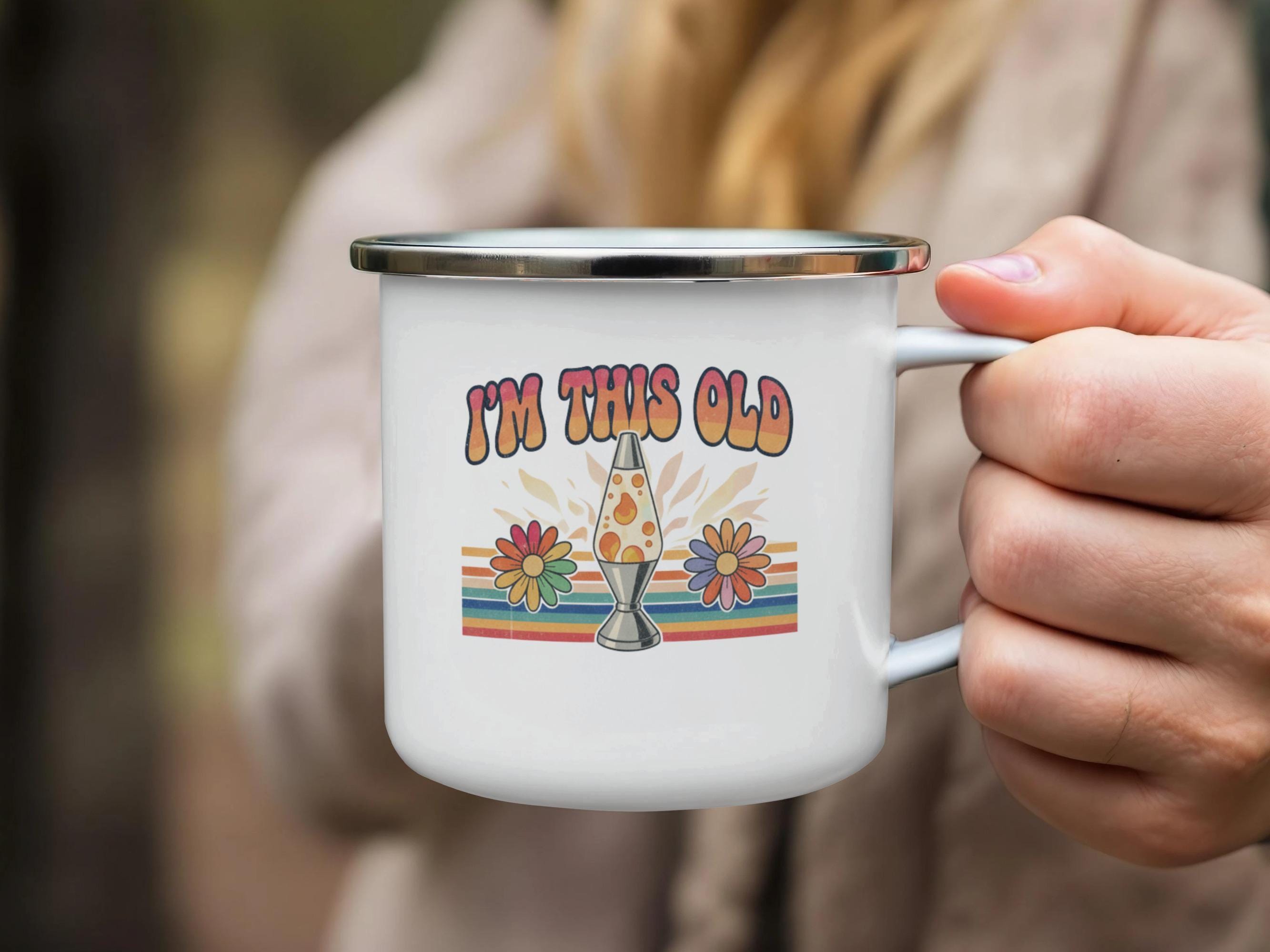 Retro Fun Vintage Camper Mug, Nostalgic Statement Coffee Cup, I'm This Old Campfire Mug, Fun Gift Idea, Colorful Retro Design
