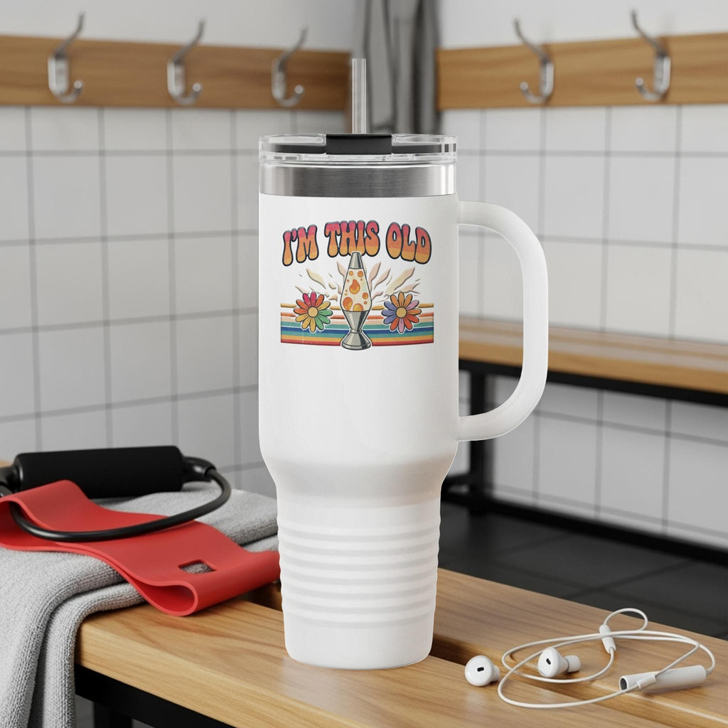 I'm This Old Travel Mug, Funny Retro Tumbler, Vintage Lava Lamp Cup, Unique Gift for Him or Her, Nostalgic Coffee Thermos