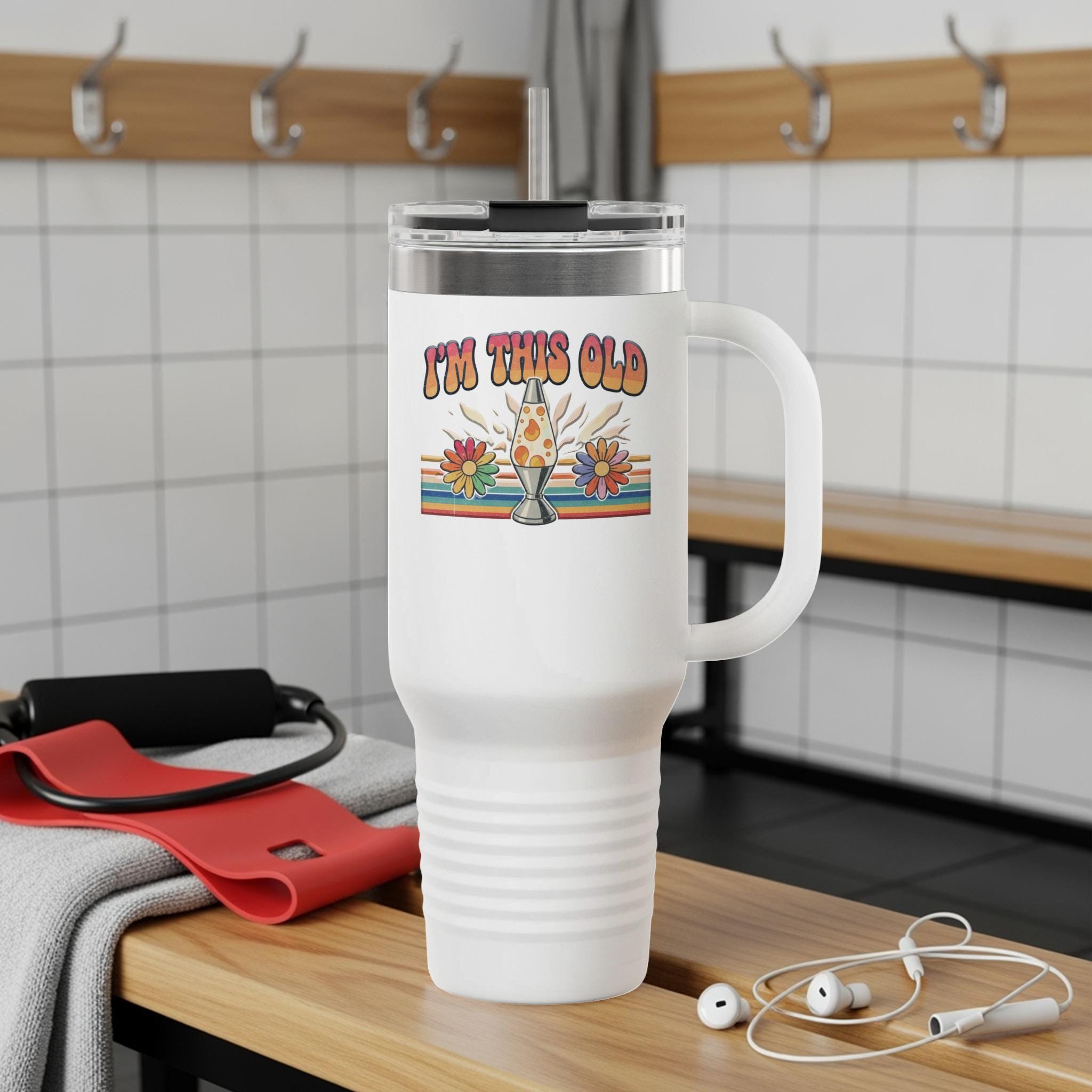 I'm This Old Travel Mug, Funny Retro Tumbler, Vintage Lava Lamp Cup, Unique Gift for Him or Her, Nostalgic Coffee Thermos