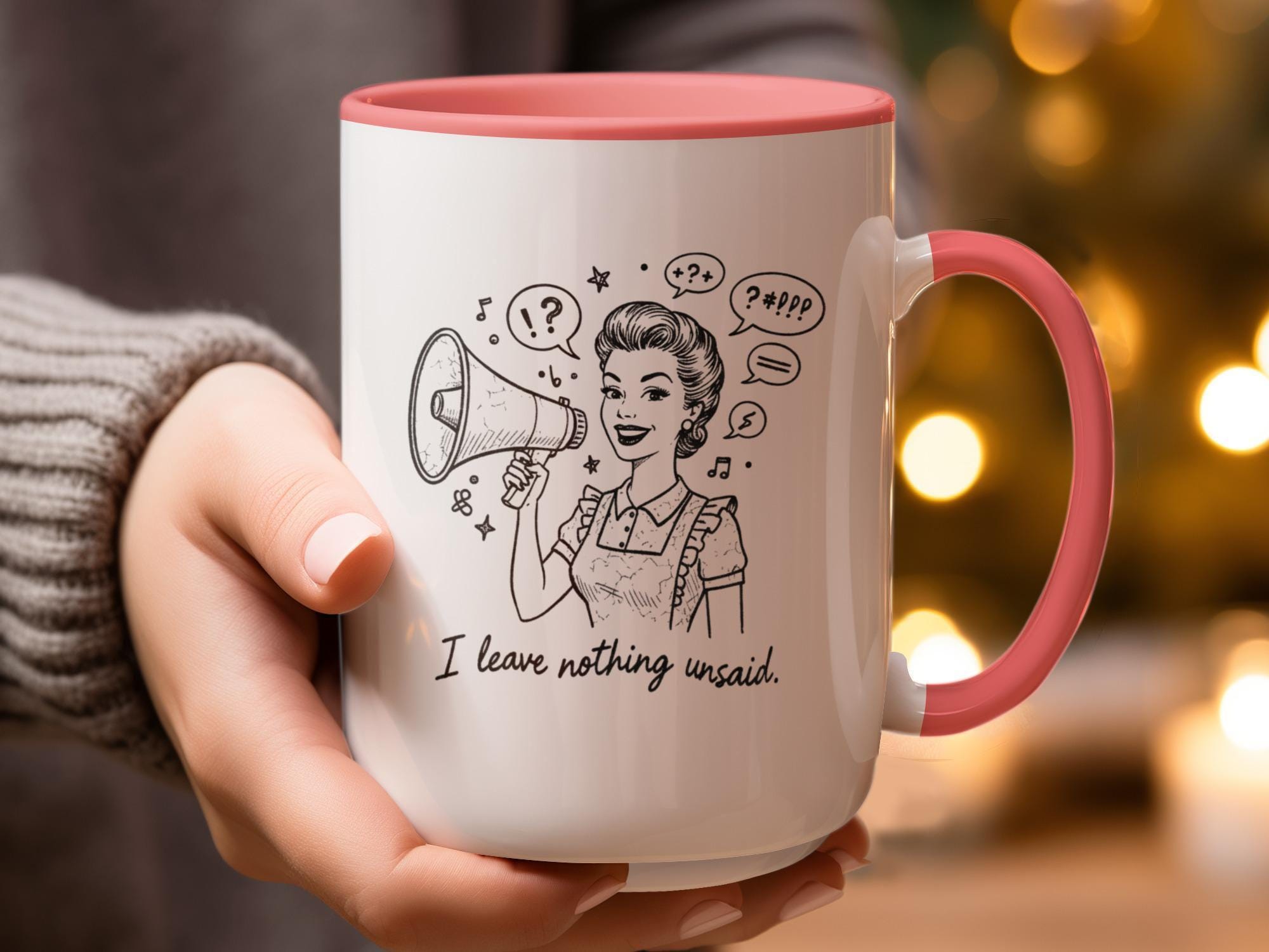 Retro Pop Art Mug, Megaphone Lady Design, Fun Coffee Cup, Quirky Tea Mug, Unique Gift Idea, Bold Statement Drinkware