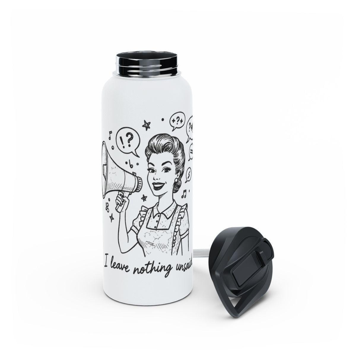 Retro Slogan Flask, Insulated Water Bottle, Funny Graphic Design, Eco Friendly Bottle, Unique Travel Mug, Perfect Gift Idea