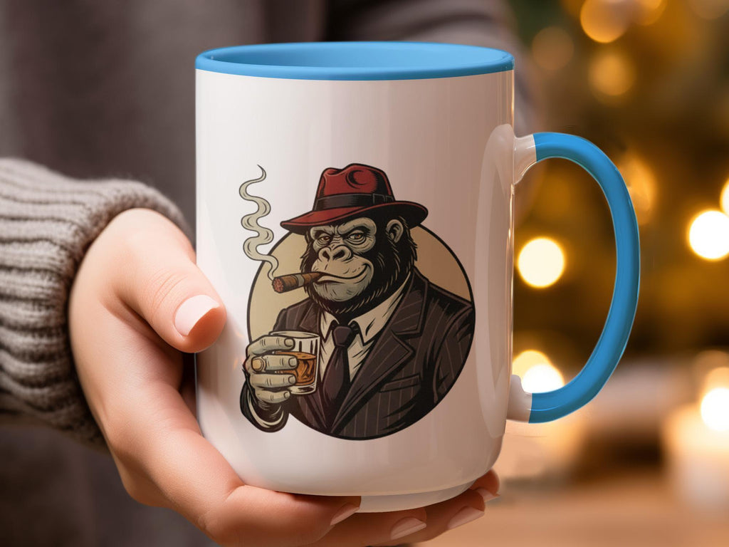 Gangster monkey mug, unique coffee cup gift, funny animal design mug, humorous drinkware, novelty ceramic mug, office cup