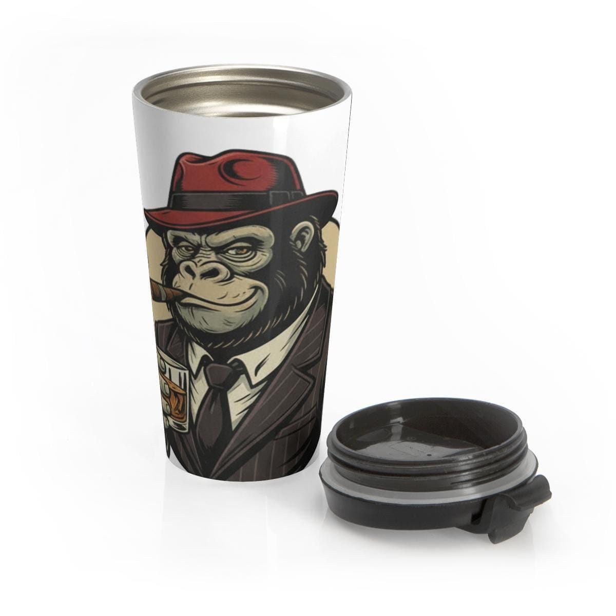 Unique Gorilla Mug, Cool Novelty Coffee Cup, Funny Animal Artwork, Stylish Travel Tumbler, Durable Insulated Drinkware