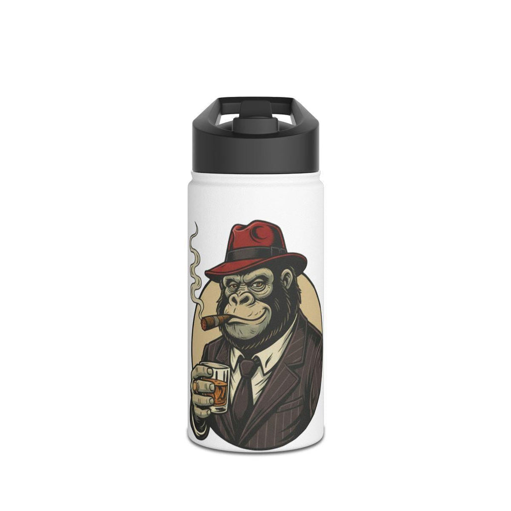 Unique Monkey with Red Hat Water Bottle, Cool Monkey Drinking Water Tumbler, Fun Animal Design Insulated Bottle for Drinks