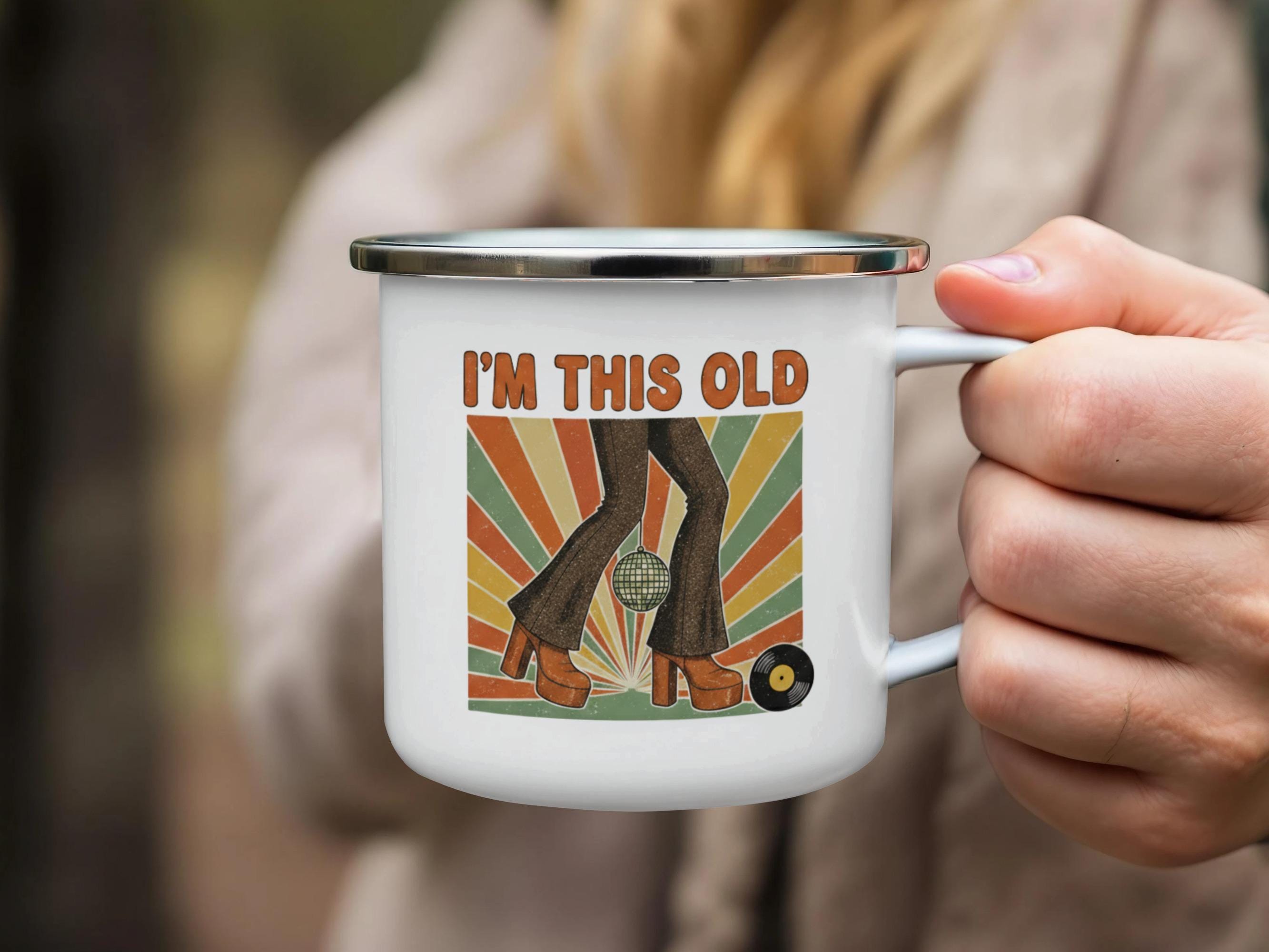 Retro I'm This Old Mug, Funny Vintage Coffee Mug, Nostalgic Disco Era Cup, 70s Retro Gift, Groovy Boho Chic Kitchen Decor