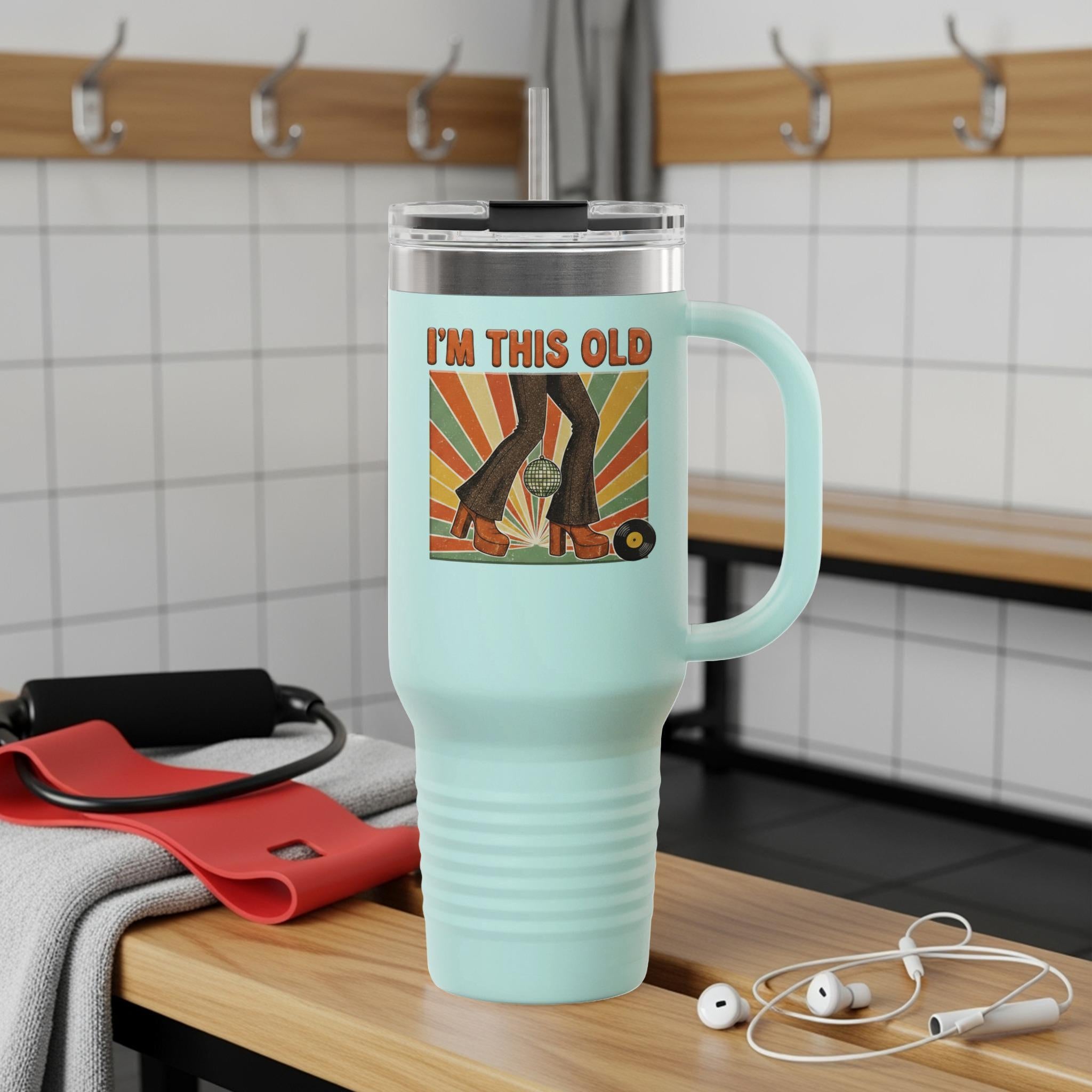 I'm This Old Tumbler, Hilarious Retro Gift, Travel Mug, Stainless Steel Insulated Cup, Funny Vintage Design for Birthday, Novelty Drinkware