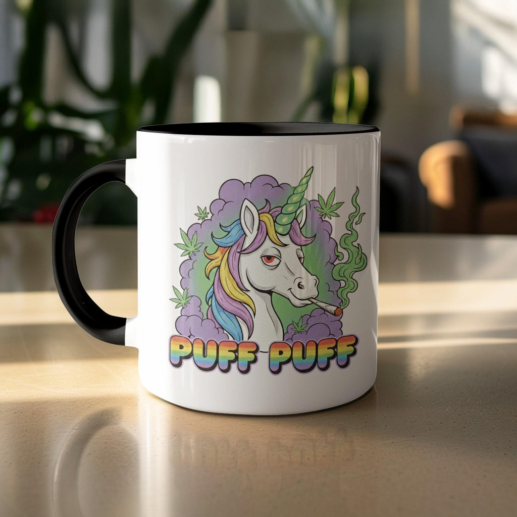 Puff Puff Unicorn Mug, Weed Lover Gift, Funny Coffee Cup, Stoner Mug for Cannabis Enthusiasts, Unique Novelty Item, Humor Mug