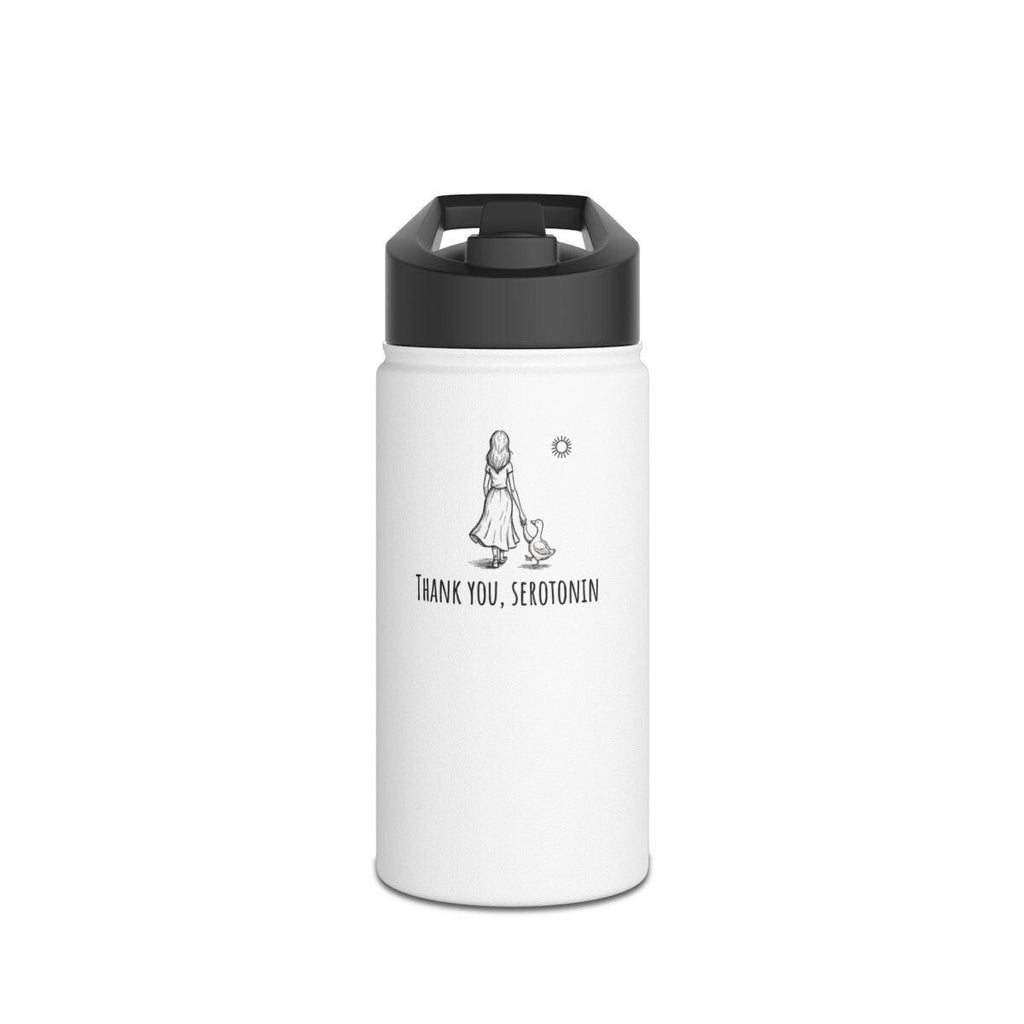 Thank You Serotonin Insulated Water Bottle, Eco-friendly White Water Bottle, Stay Hydrated Bottle, Unique Positive Message Flask