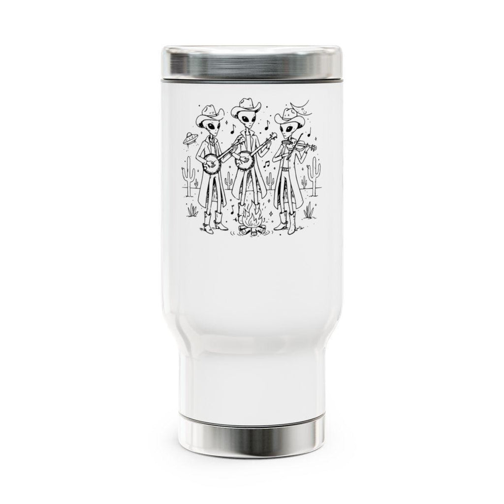 Alien Band Tumbler, Funny Alien Coffee Mug, Space Music Cup, Unique Alien Art, Gift for Music Lovers, Stainless Steel Travel Mug