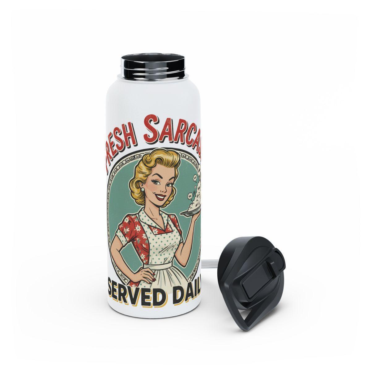 Vintage Retro Bottle with Sarcastic Quote, Funny Reusable Water Container, Daily Dose of Humor, Eco-Friendly Gift Idea