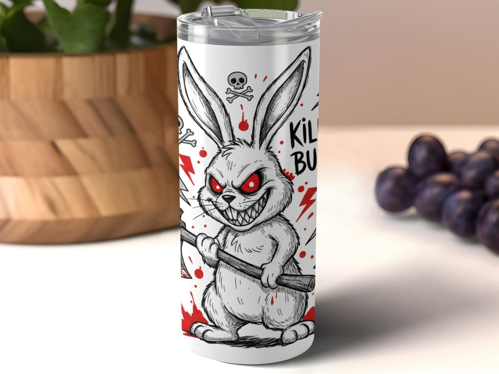 Killer Bunny Tumbler, Horror Themed Drinkware, Scary Rabbit Travel Mug, Creepy Bunny Cup, Spooky Halloween Gifts, Unique Novelty Item