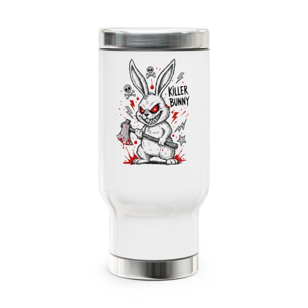 Killer Bunny Tumbler, Funny Rabbit Travel Mug, Insulated Coffee Cup, Unique Gift Idea, Personalized Drinkware, Halloween Bunny Mug