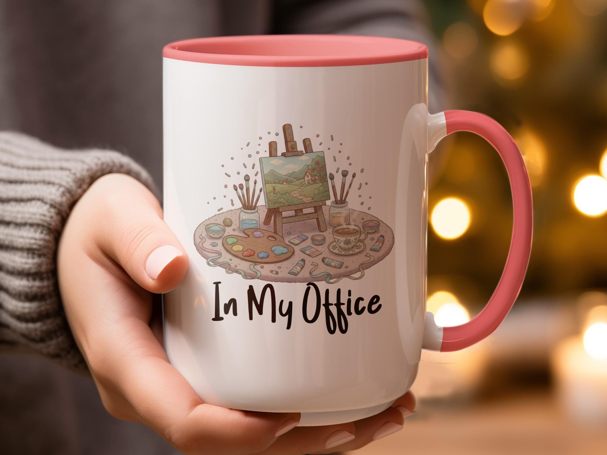 In My Office mug, aesthetic ceramic coffee mug, artist design cup, perfect gift for painters, unique office decor mug